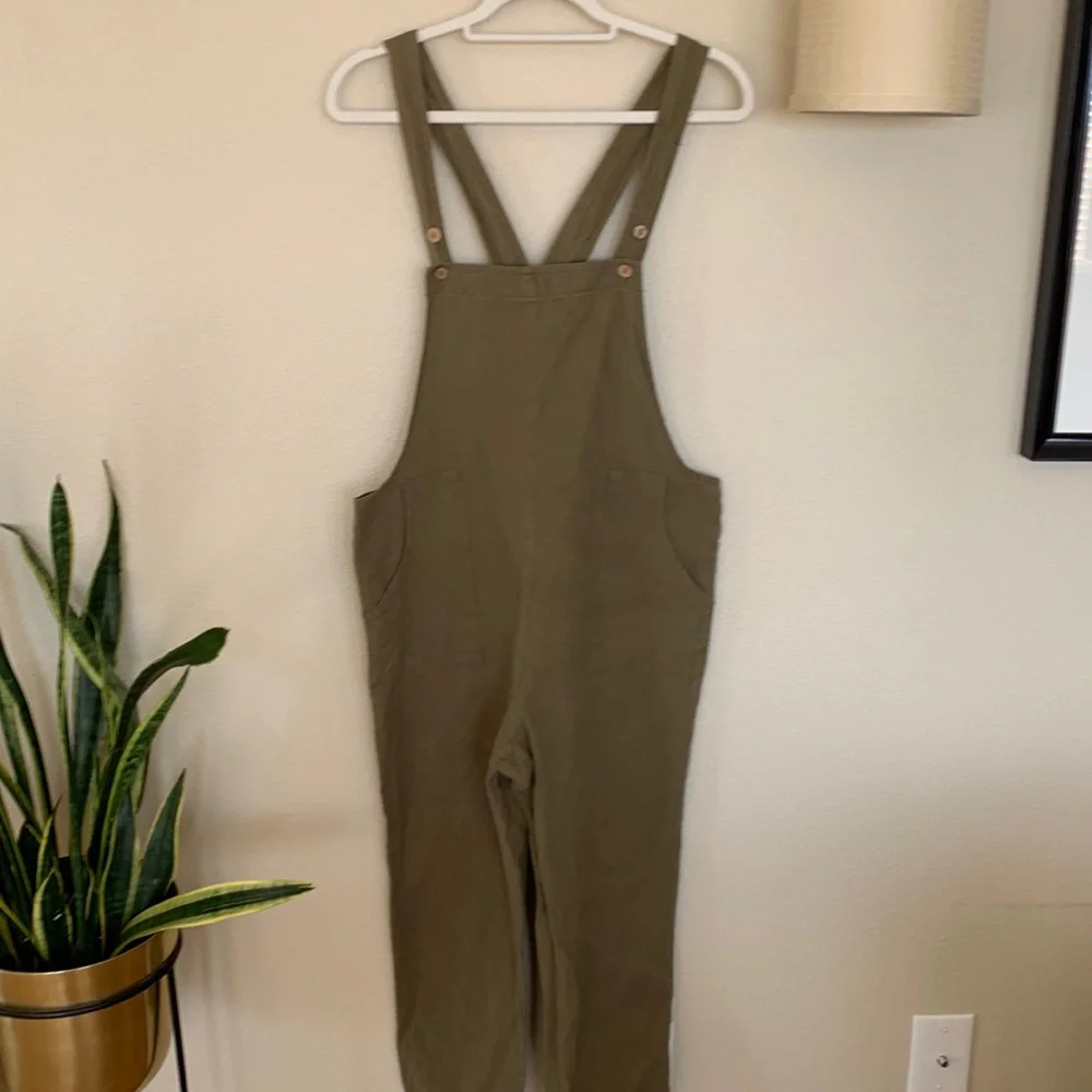 Olive Green Women's Jumpsuit - Picture 2 of 9